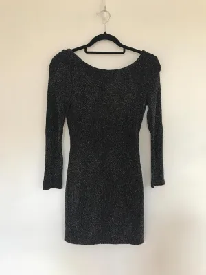 Black and Silver Glittery Mini Dress, Charlotte Russe, Size 8 (Spandex, Nylon, Acetate, Metallic Fibre, Polyester)