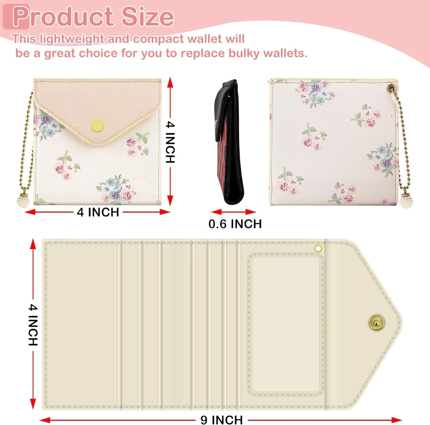 bvya Women's Small Slim Wallet Pouch Credit Card Holder Mini Bifold Purse With RFID Blocking (2 PCS #H)