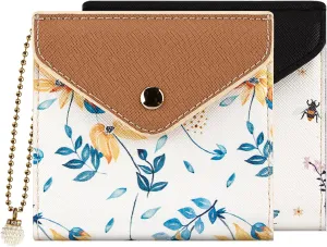 bvya Women's Small Slim Wallet Pouch Credit Card Holder Mini Bifold Purse With RFID Blocking (2 PCS #H)