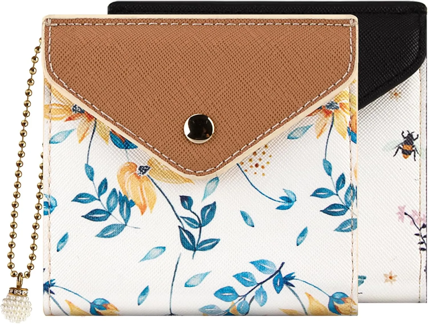 bvya Women's Small Slim Wallet Pouch Credit Card Holder Mini Bifold Purse With RFID Blocking (2 PCS #H)