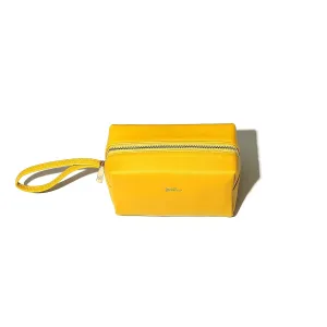 Charlotte and Emerson Lucerne Cosmetic Bag - Makeup Bags for Women, Travel Toiletry Bag, Cosmetic Storage Organizer | Perfect Fit for your Purse, Stylish | Durable Faux Leather with Leopard (Yellow)
