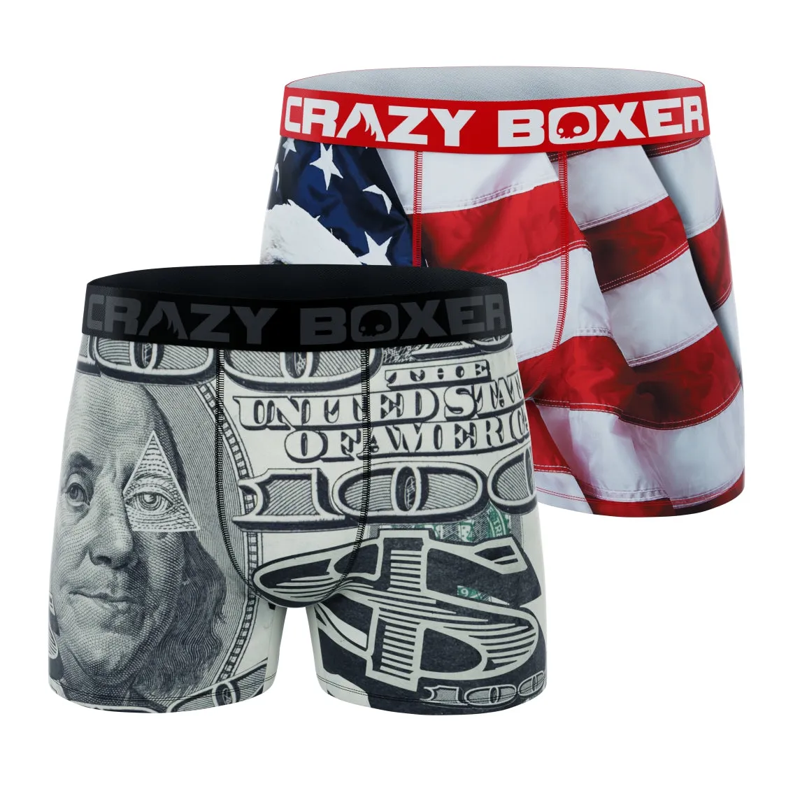 CRAZYBOXER Eagle Flag Outdoor Men's Boxer Briefs (2 pack)