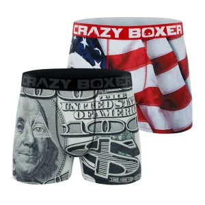 CRAZYBOXER Eagle Flag Outdoor Men's Boxer Briefs (2 pack)
