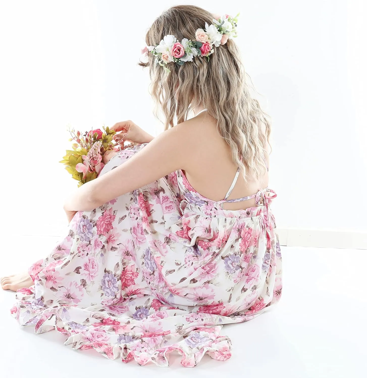 Flofallzique Floral Girls Maxi Dress Summer Spaghetti Strap Kids Vintage Boho Hi-Low Sundress