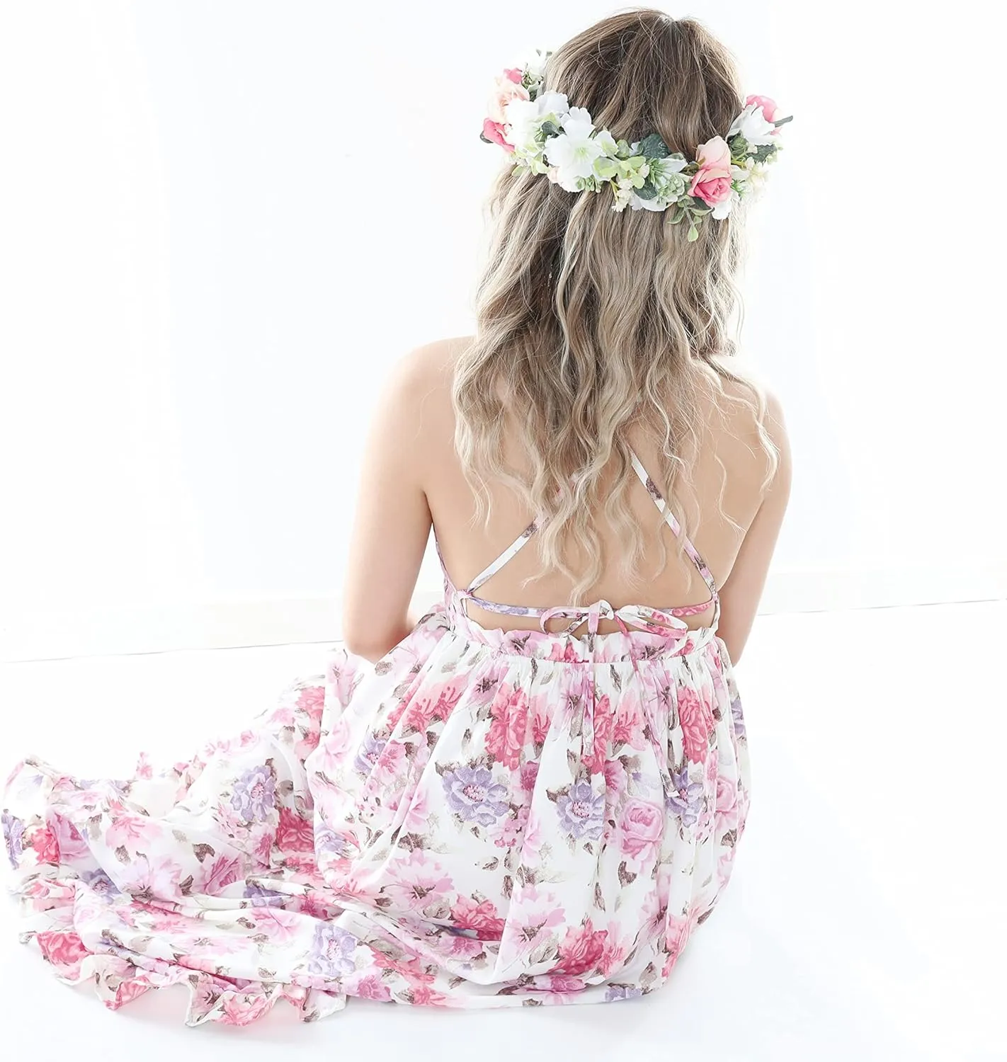 Flofallzique Floral Girls Maxi Dress Summer Spaghetti Strap Kids Vintage Boho Hi-Low Sundress