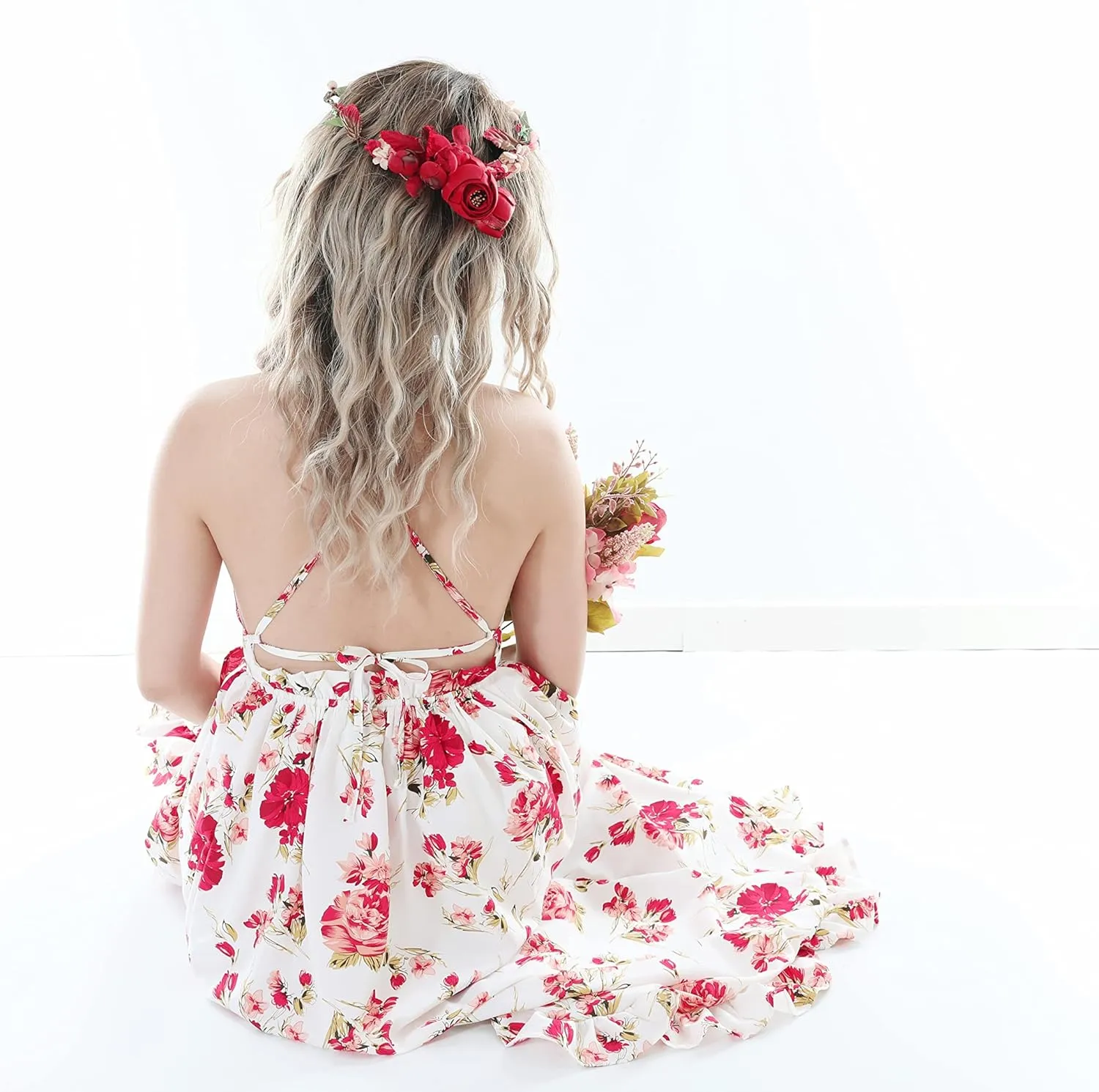 Flofallzique Floral Girls Maxi Dress Summer Spaghetti Strap Kids Vintage Boho Hi-Low Sundress