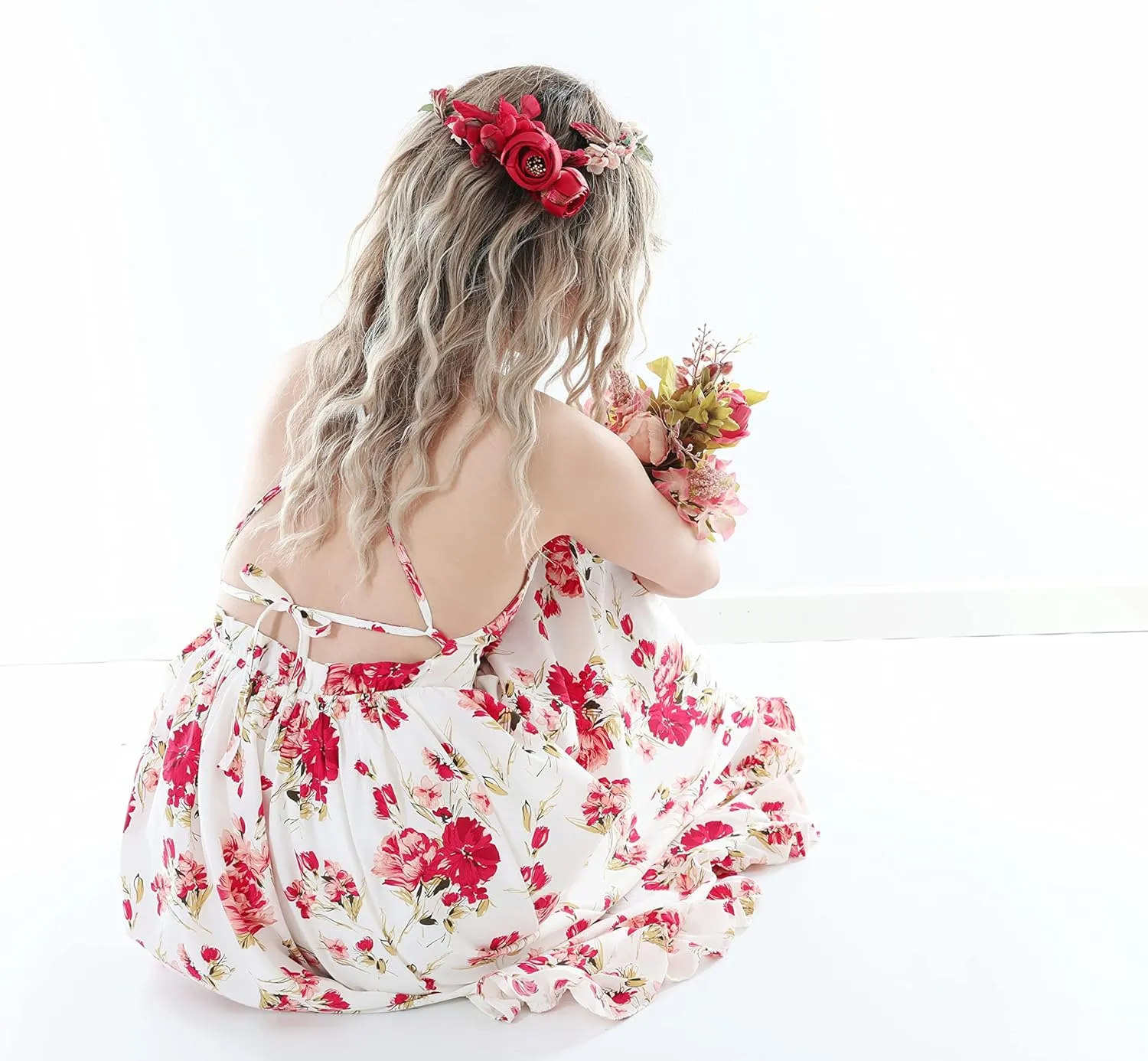 Flofallzique Floral Girls Maxi Dress Summer Spaghetti Strap Kids Vintage Boho Hi-Low Sundress