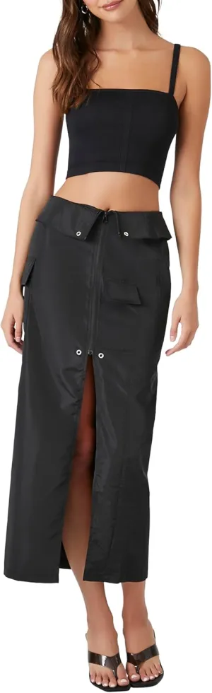 Forever 21 Women's Split-Hem Cargo Maxi Skirt