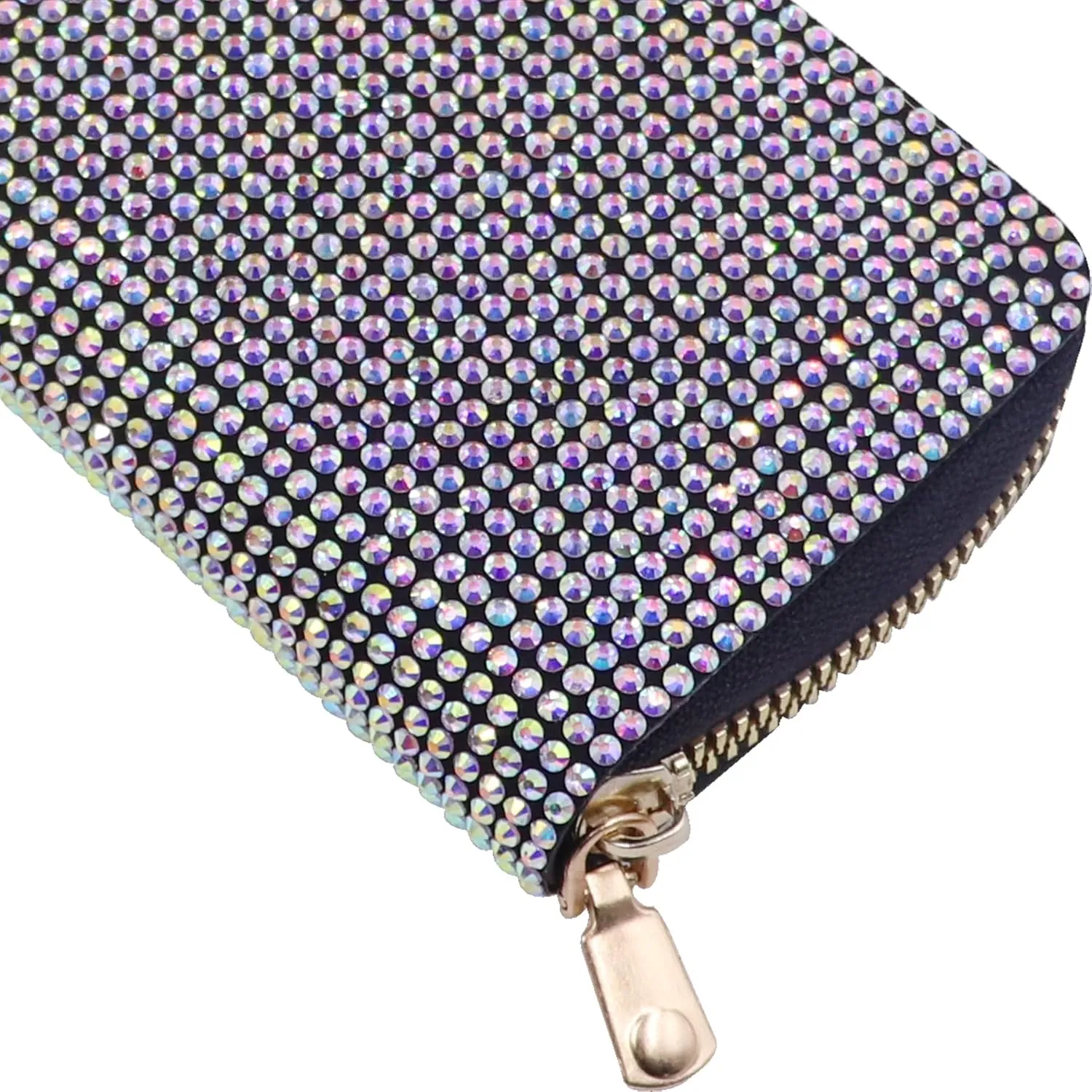 Glitter Rhinestone Wallet Shiny Purse Money Coin Mini Evening Clutch Bag Zipper Card Holder (Color : Multicolor-silver)