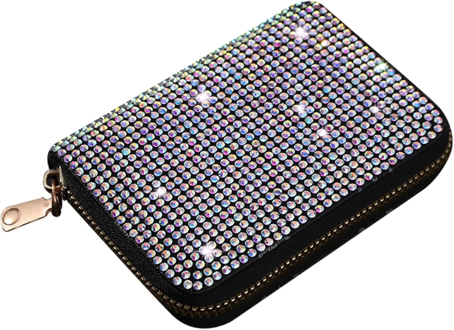 Glitter Rhinestone Wallet Shiny Purse Money Coin Mini Evening Clutch Bag Zipper Card Holder (Color : White)