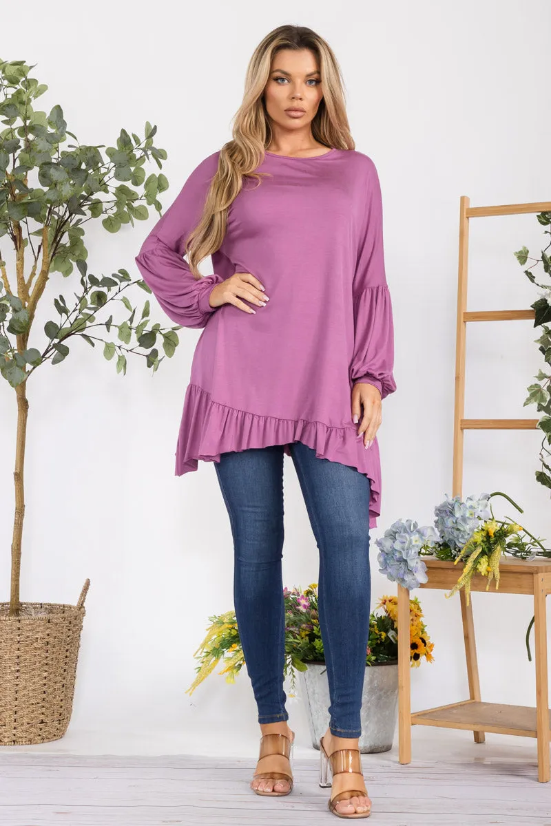 HH428R-SOLID - Long Sleeve Tunic