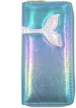 Holographic Wallet Shiny Mermaid Purse Money Clip Mini Evening Clutch Bag Rainbow Card Holder (Color : Bule)
