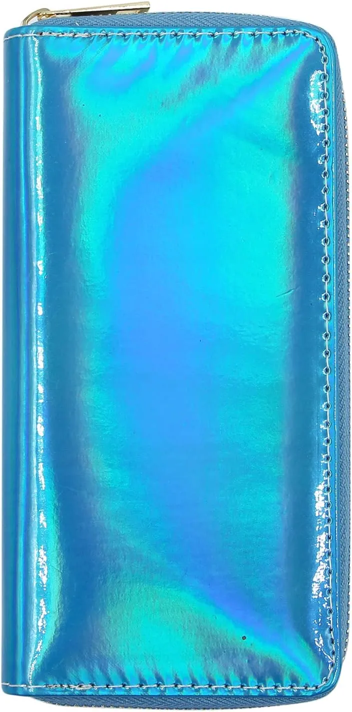 Holographic Wallet Shiny Mermaid Purse Money Clip Mini Evening Clutch Bag Rainbow Card Holder (Color : Holographic-Blue)