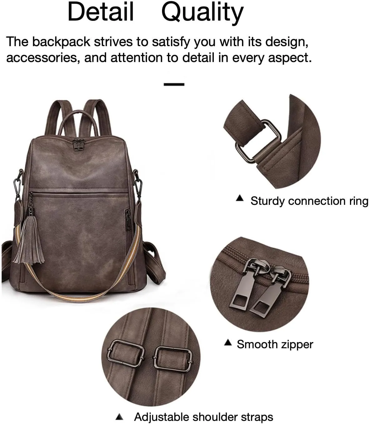 Leather Backpack Purse for Women, Large Designer Travel Backpack, Convertible Shoulder Bag, Fashion Casual Daypack, Backpack for Women Fashion (Brown)