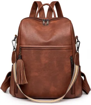 Leather Backpack Purse for Women, Large Designer Travel Backpack, Convertible Shoulder Bag, Fashion Casual Daypack, Backpack for Women Fashion (Brown)