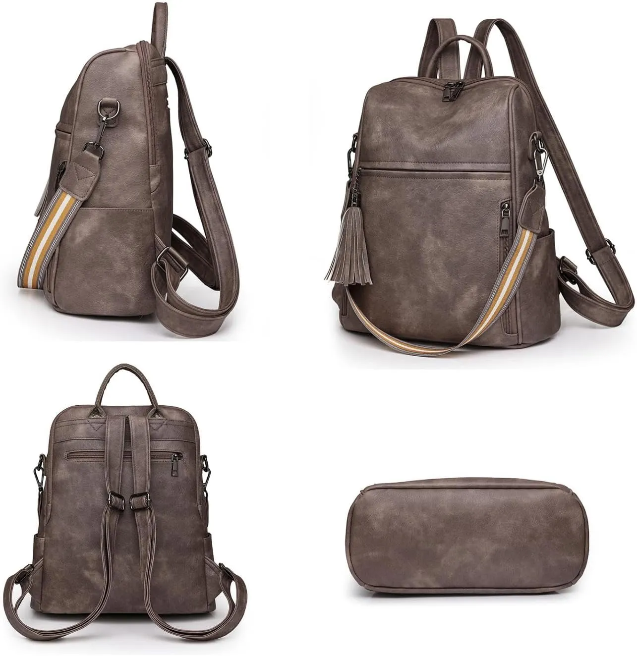 Leather Backpack Purse for Women, Large Designer Travel Backpack, Convertible Shoulder Bag, Fashion Casual Daypack, Backpack for Women Fashion (Brown)