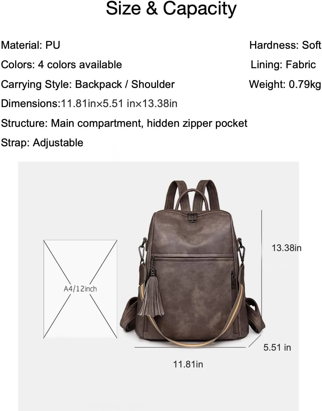 Leather Backpack Purse for Women, Large Designer Travel Backpack, Convertible Shoulder Bag, Fashion Casual Daypack, Backpack for Women Fashion (Brown)