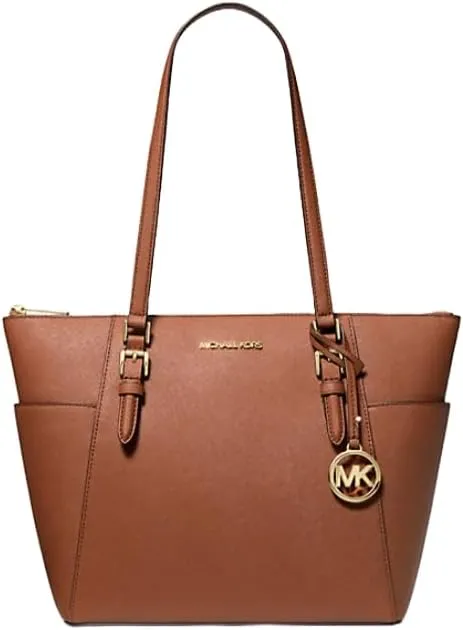 Michael Michael Kors Charlotte Large Saffiano Leather Top Zip Tote Bag Luggage