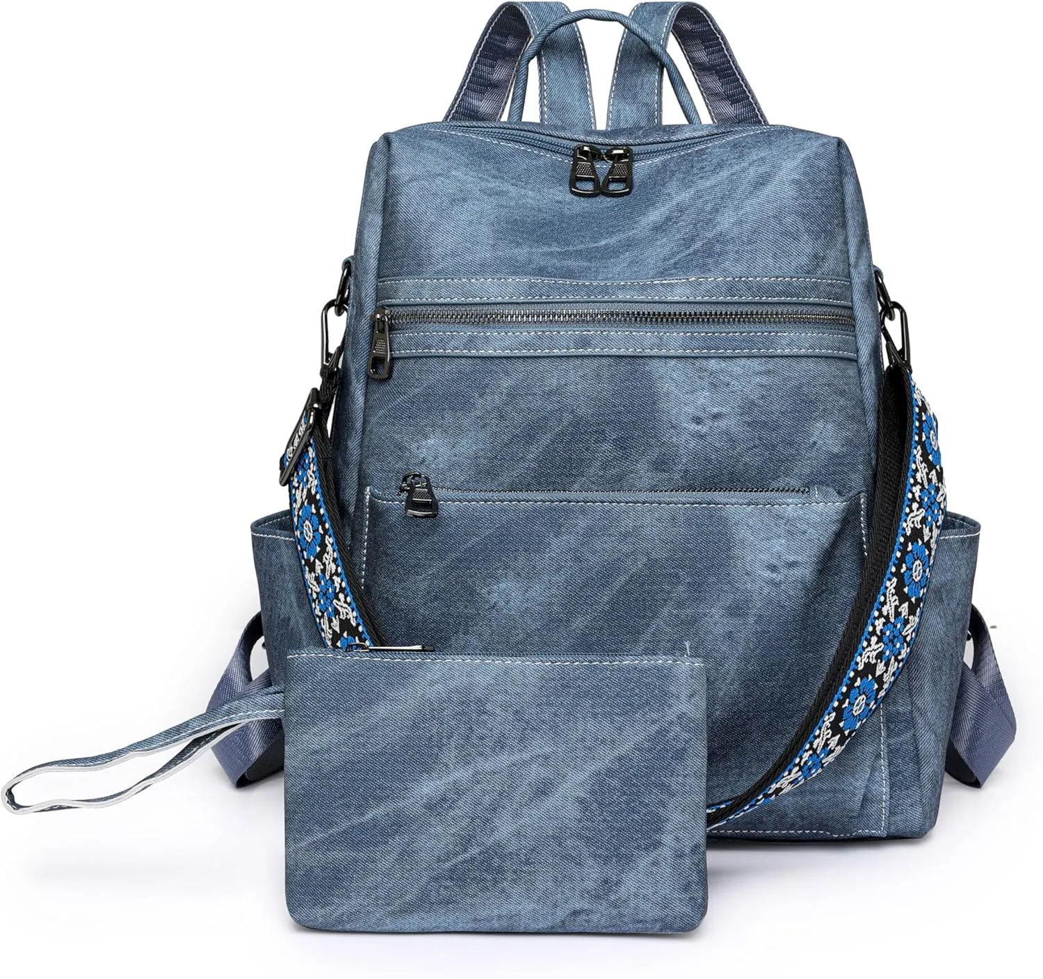 Nefelibata Women's Fashion Backpack Purse Day Packs Satchel Handbags leather tote bag Anti-theft Large Fashion Designer Travel Handbags Shoulder Bags With Purse Strapdenim blue