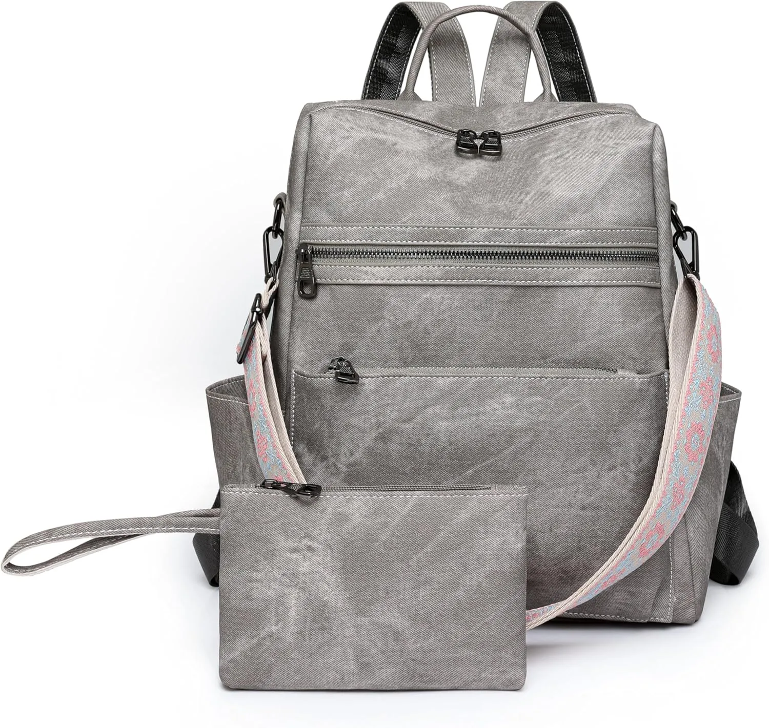 Nefelibata Women's Fashion Backpack Purse Day Packs Satchel Handbags leather tote bag Anti-theft Large Fashion Designer Travel Handbags Shoulder Bags With Purse StrapFrosted Gray