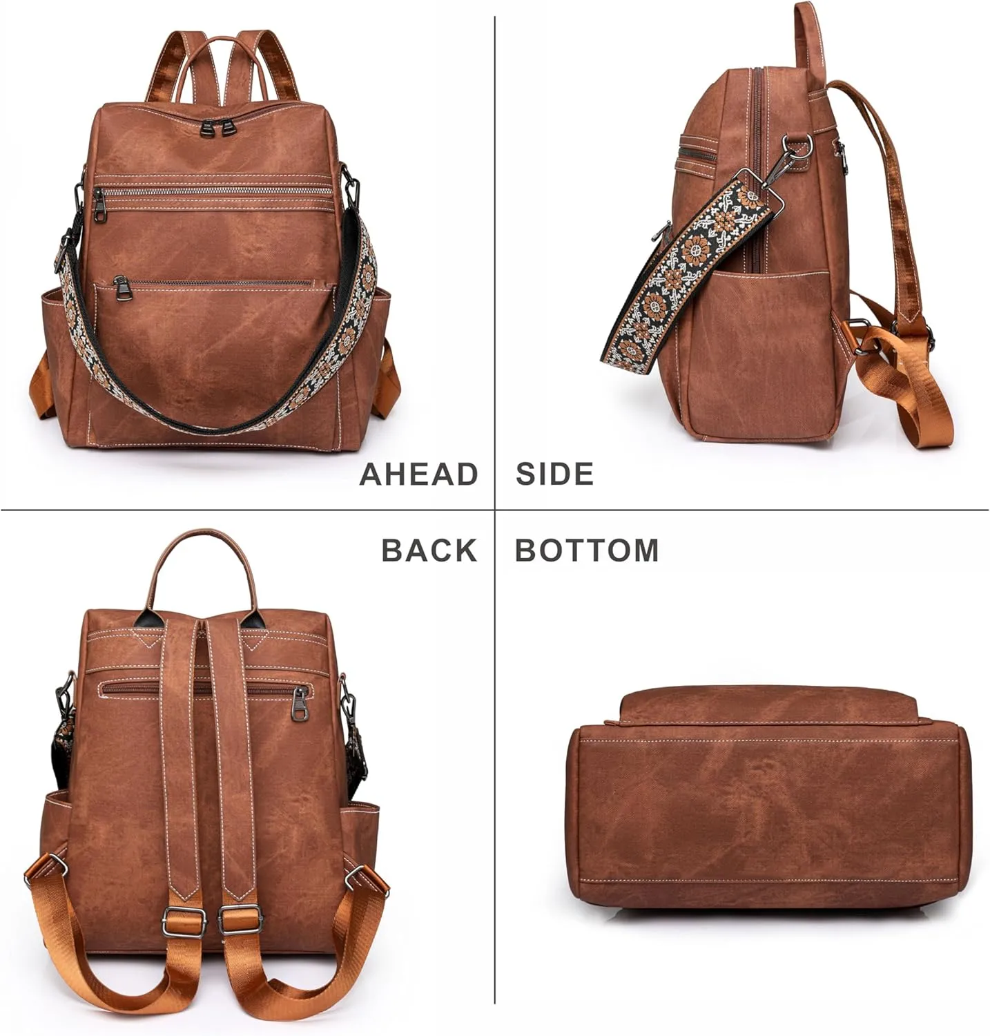 Nefelibata Women's Fashion Backpack Purse Day Packs Satchel Handbags leather tote bag Anti-theft Large Fashion Designer Travel Handbags Shoulder Bags With Purse StrapFrosted Gray