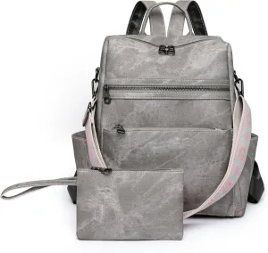 Nefelibata Women's Fashion Backpack Purse Day Packs Satchel Handbags leather tote bag Anti-theft Large Fashion Designer Travel Handbags Shoulder Bags With Purse StrapFrosted Gray