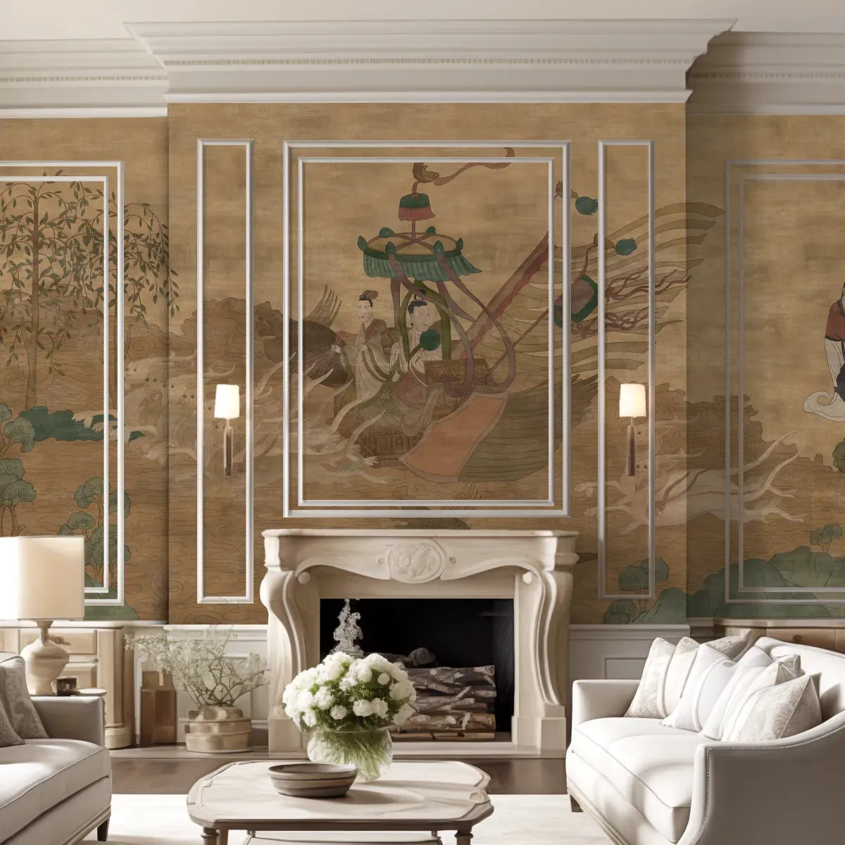 River's Embrace Chinese Painting Style Wallpaper Customised