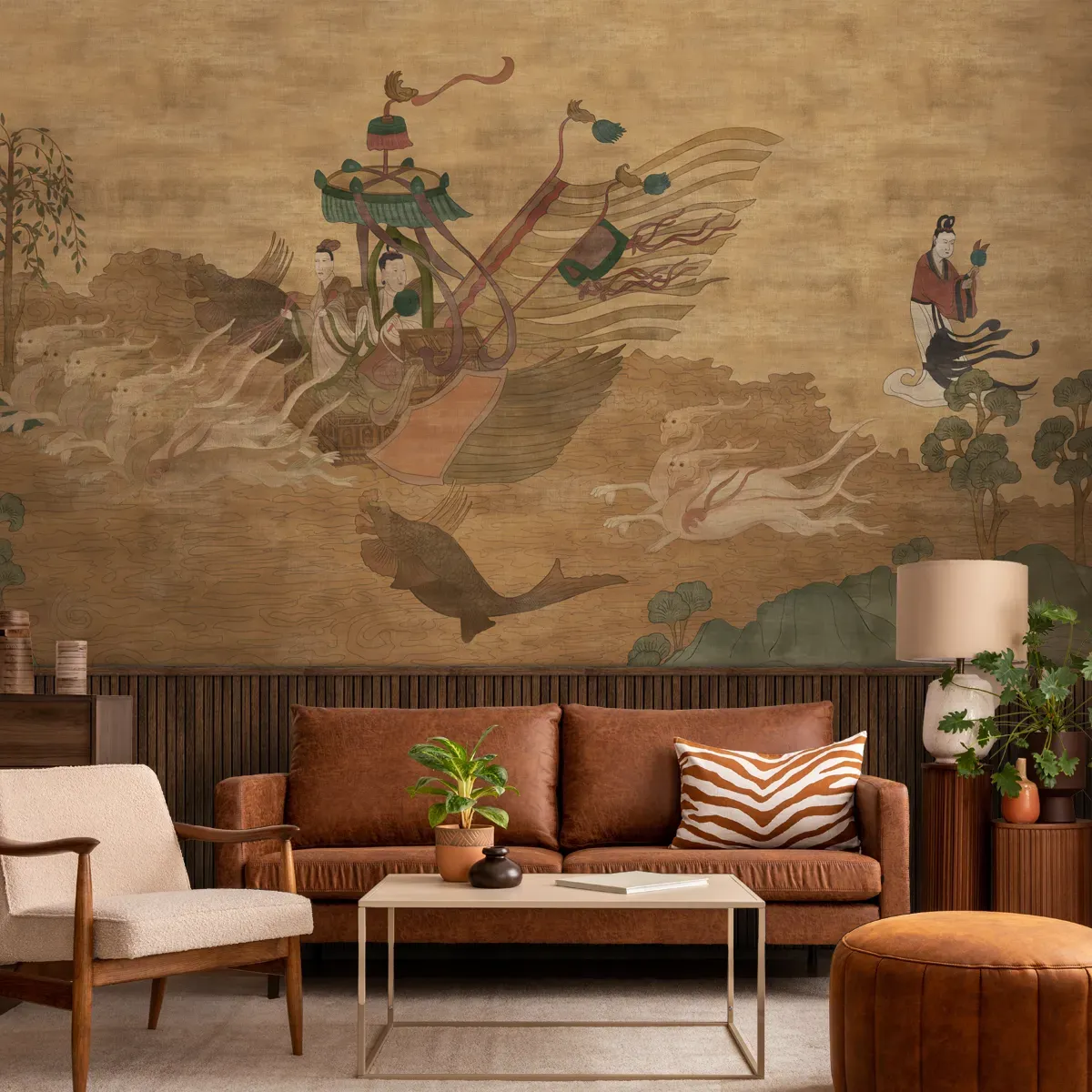 River's Embrace Chinese Painting Style Wallpaper Customised