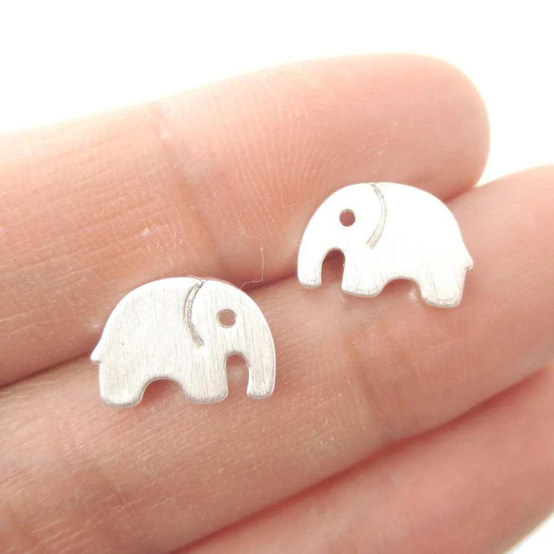 Simple Elephant Animal Shaped Stud Earrings in Silver | DOTOLY
