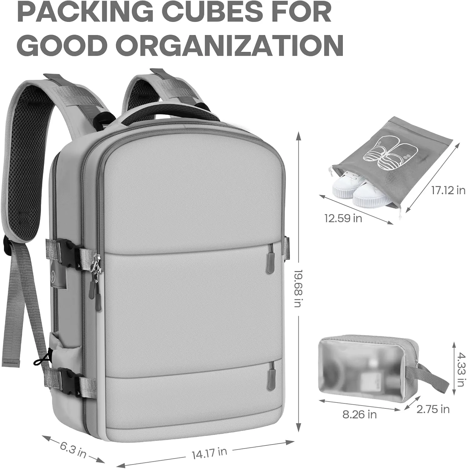 Travel Backpack, Grey, basis, Fashion