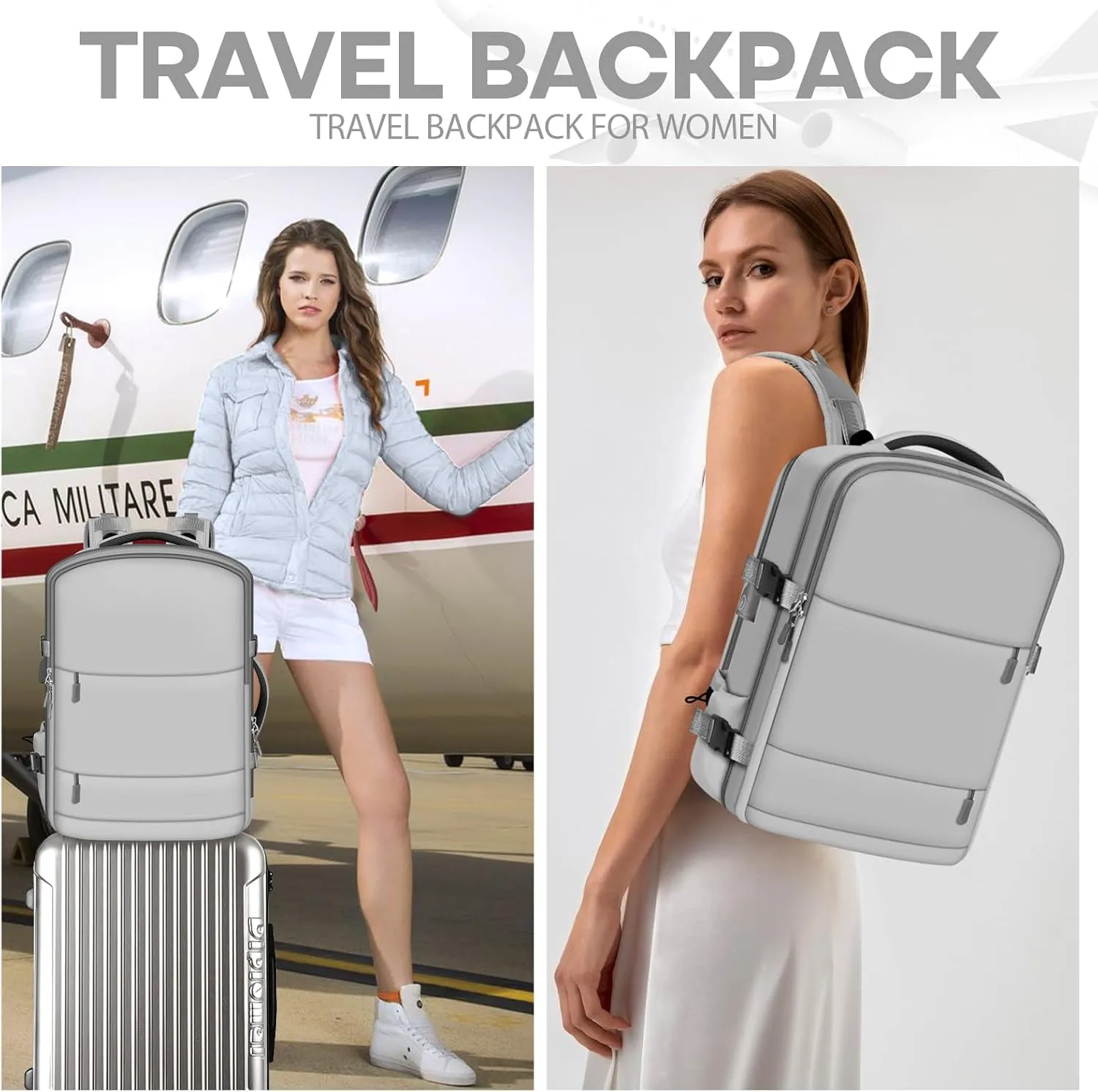 Travel Backpack, Grey, basis, Fashion