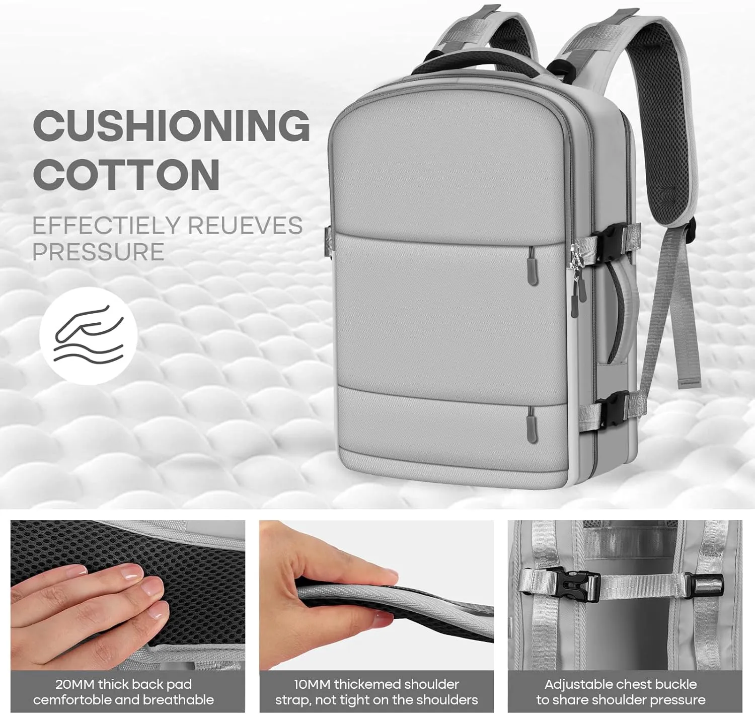 Travel Backpack, Grey, basis, Fashion