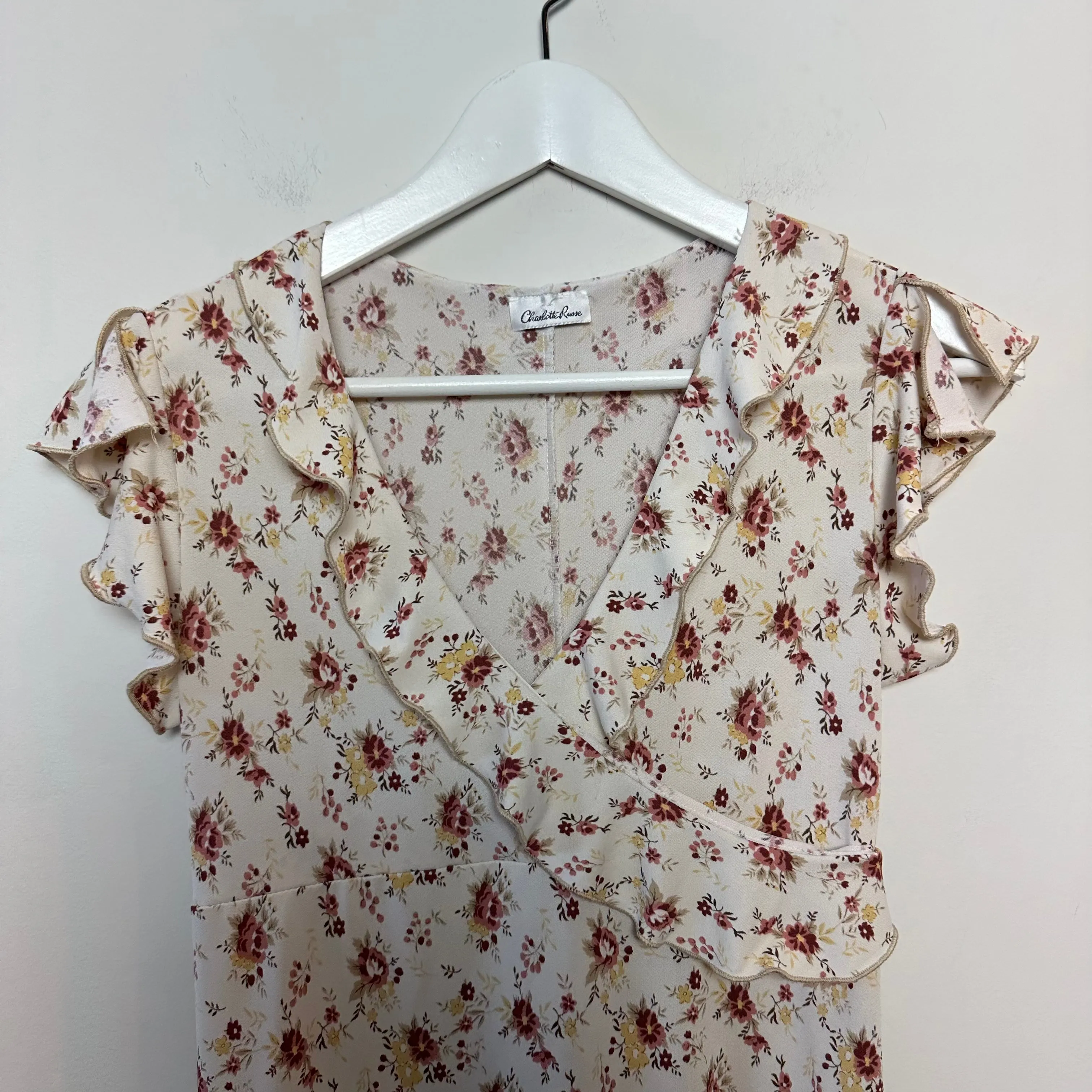 Vintage 90s Y2K Charlotte Russe Floral Midi Dress Made in the USA Medium