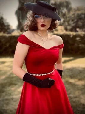 Vintage Fans Look of Off Shoulder Dress Spaghetti Straps Flared A-Line Dress