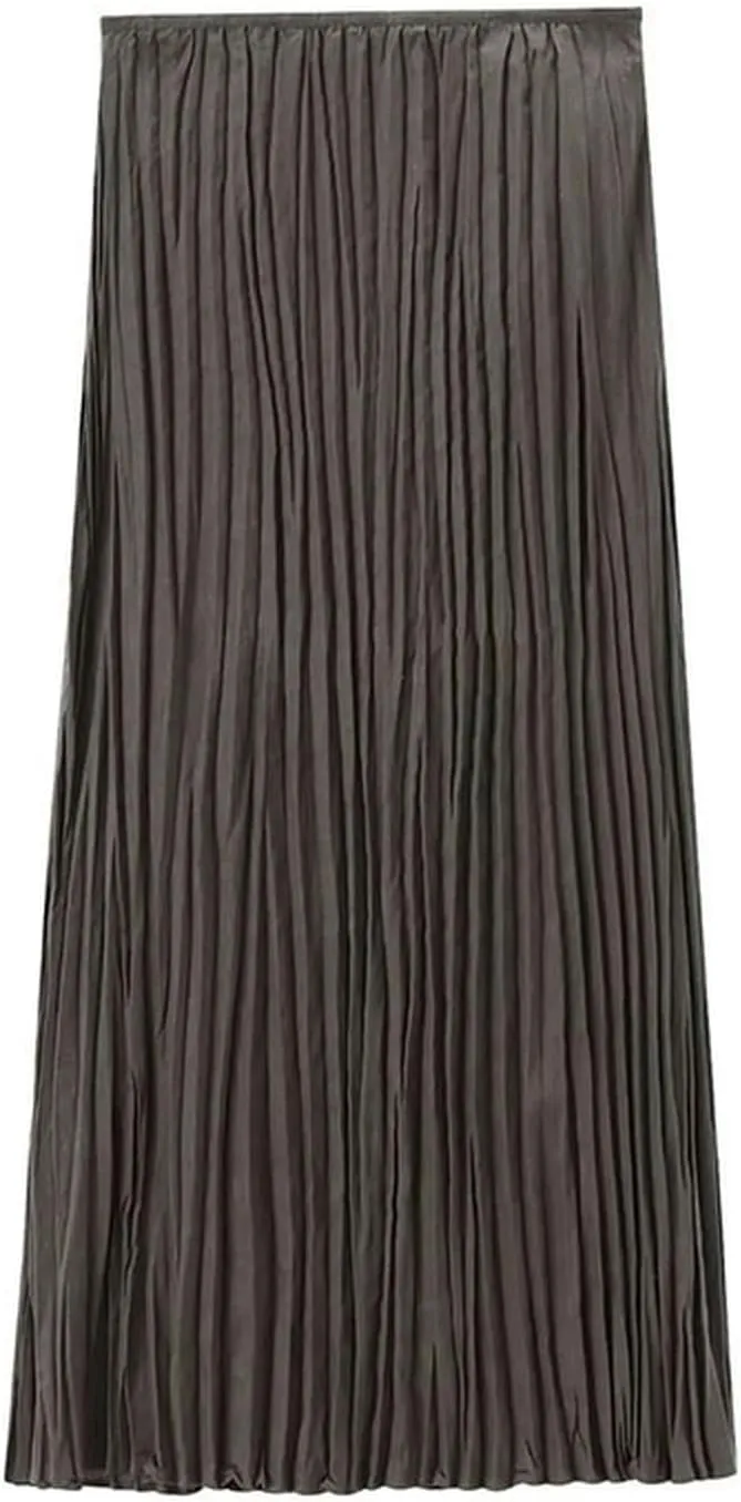 Women's New Art Layered Long Suspender Dress Pleated midi Skirt
